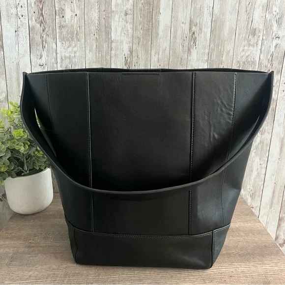 All Saints Black Leather Hobo Bucket Bag Shoulder Bag - Picture 3 of 8